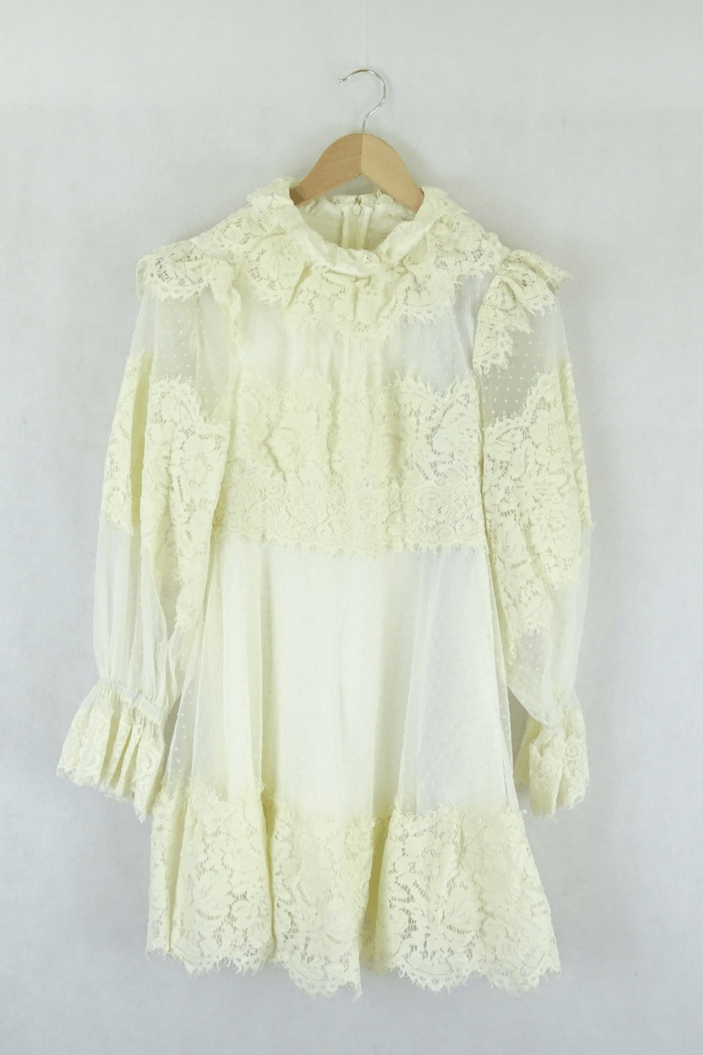 Style Fashion Cream Lace Dress S