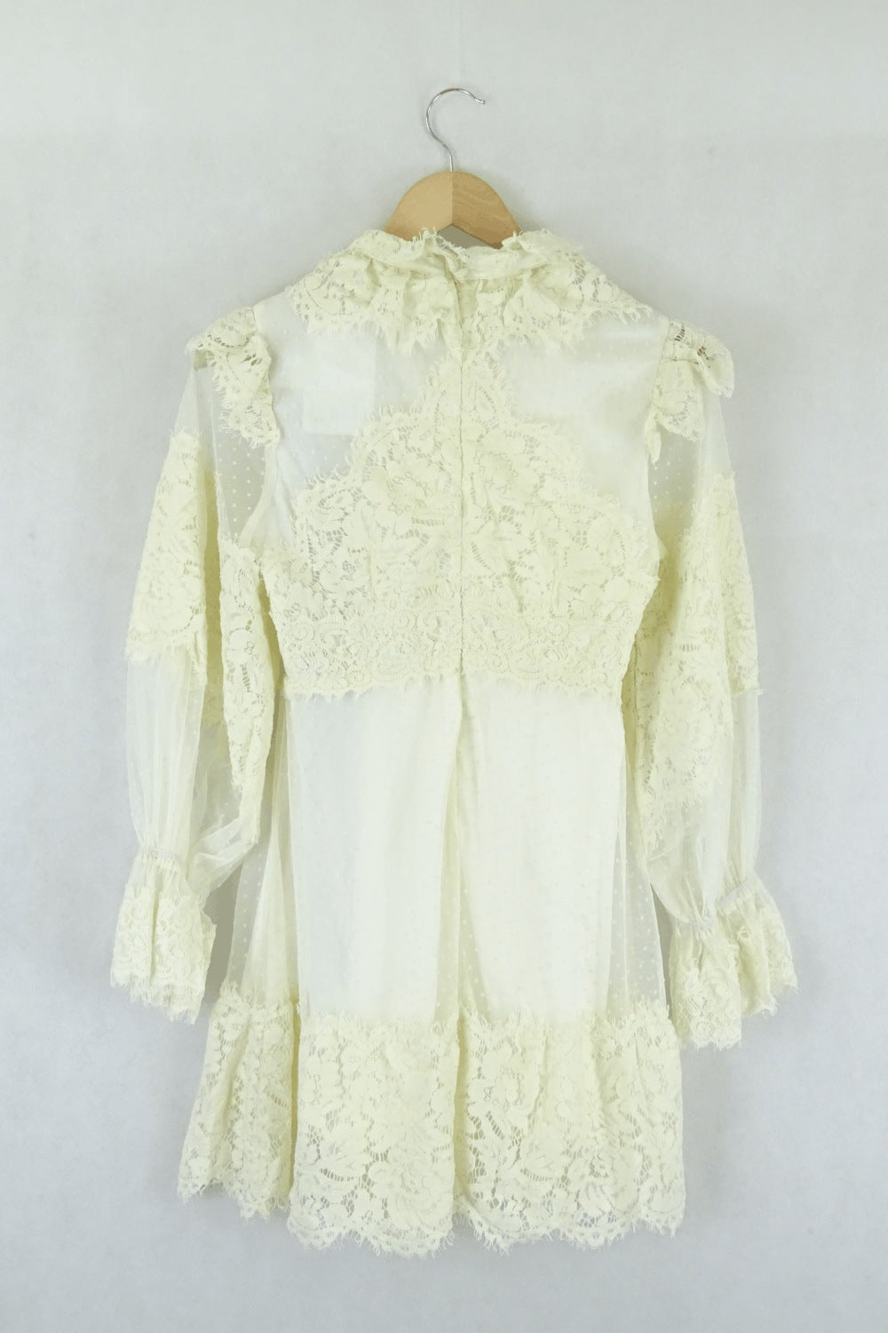 Style Fashion Cream Lace Dress S