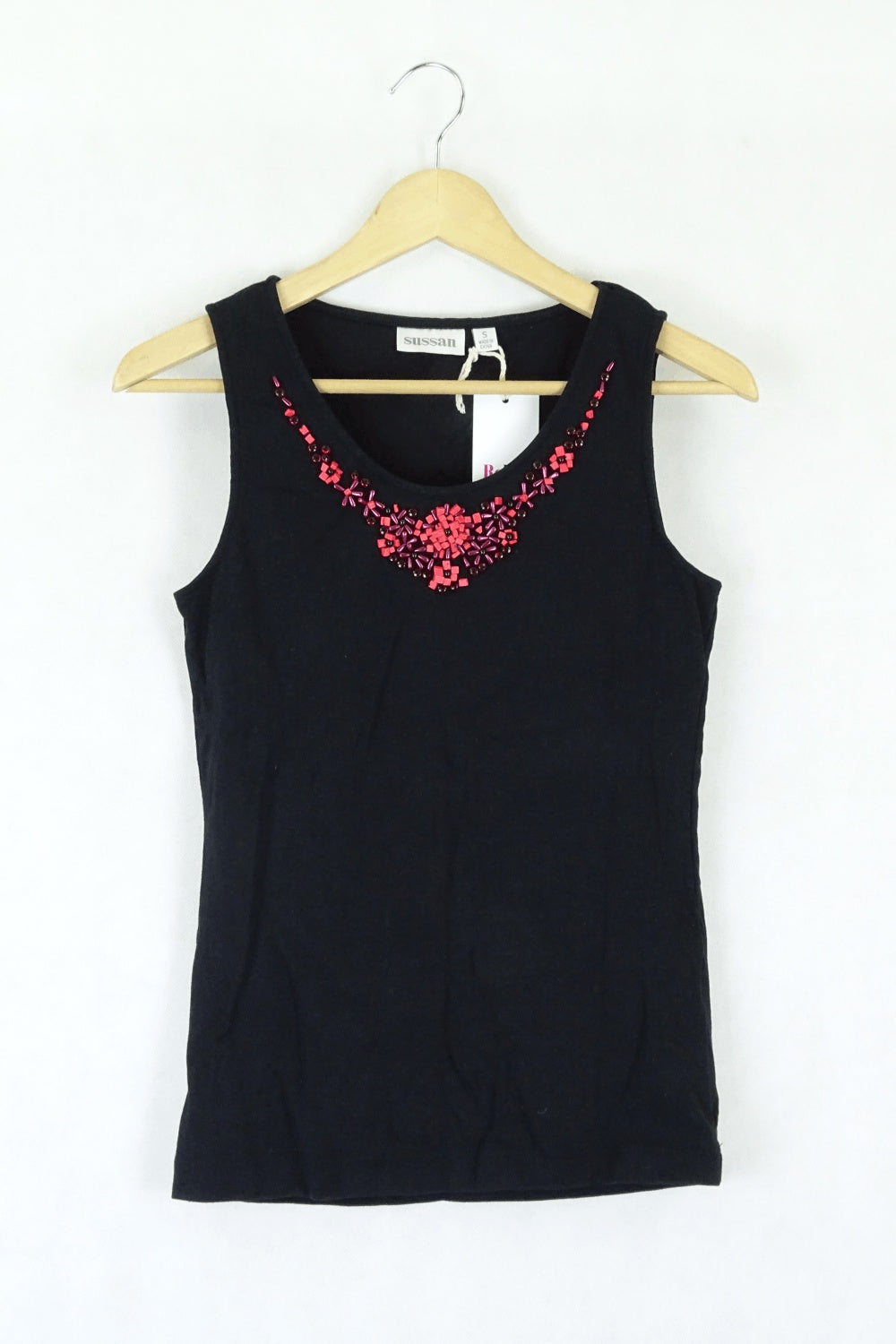 Sussan Black Beaded Singlet Top S