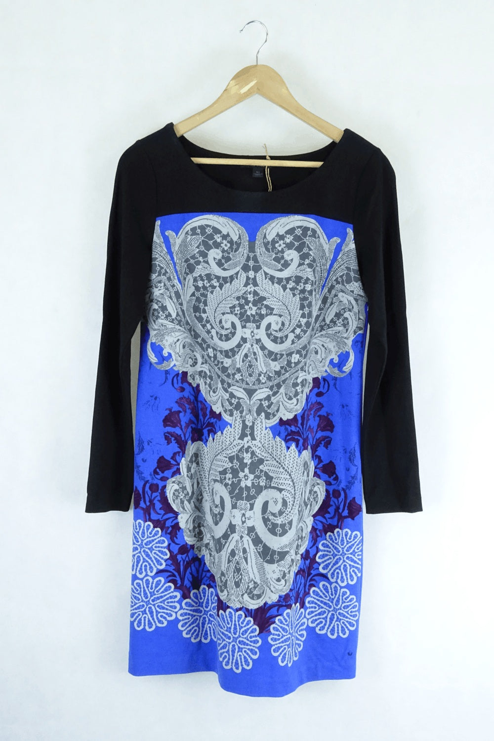 Didier Parakian Long Sleeve Pattern Dress 42 (AU 14)