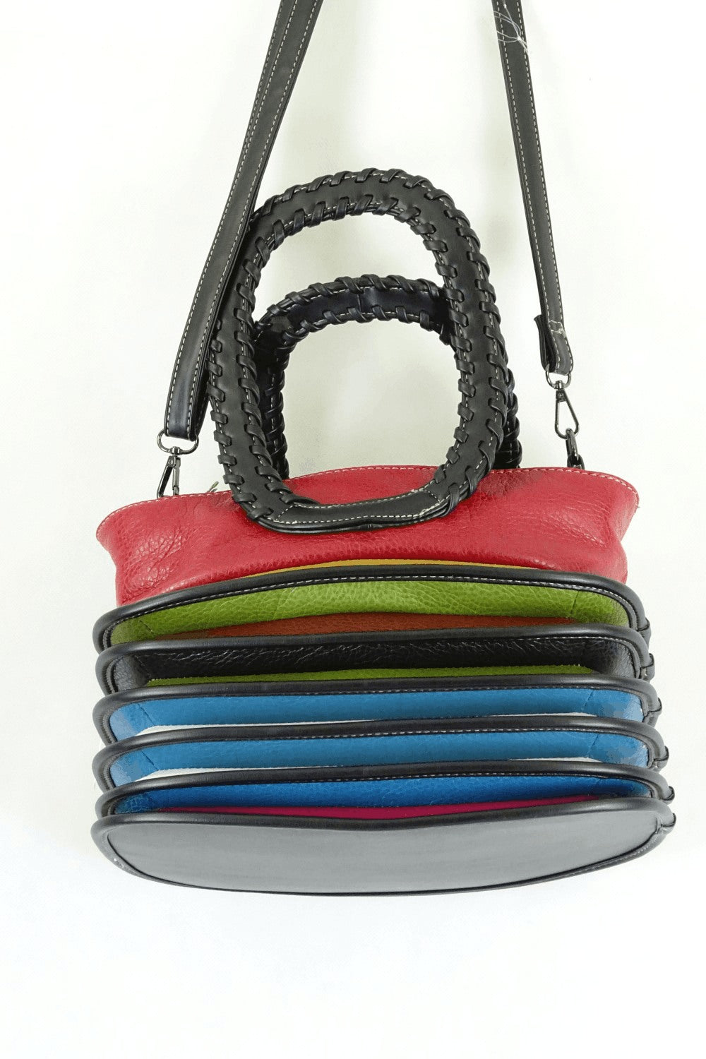 Multicolour Leather Expandable Shoulder Bag