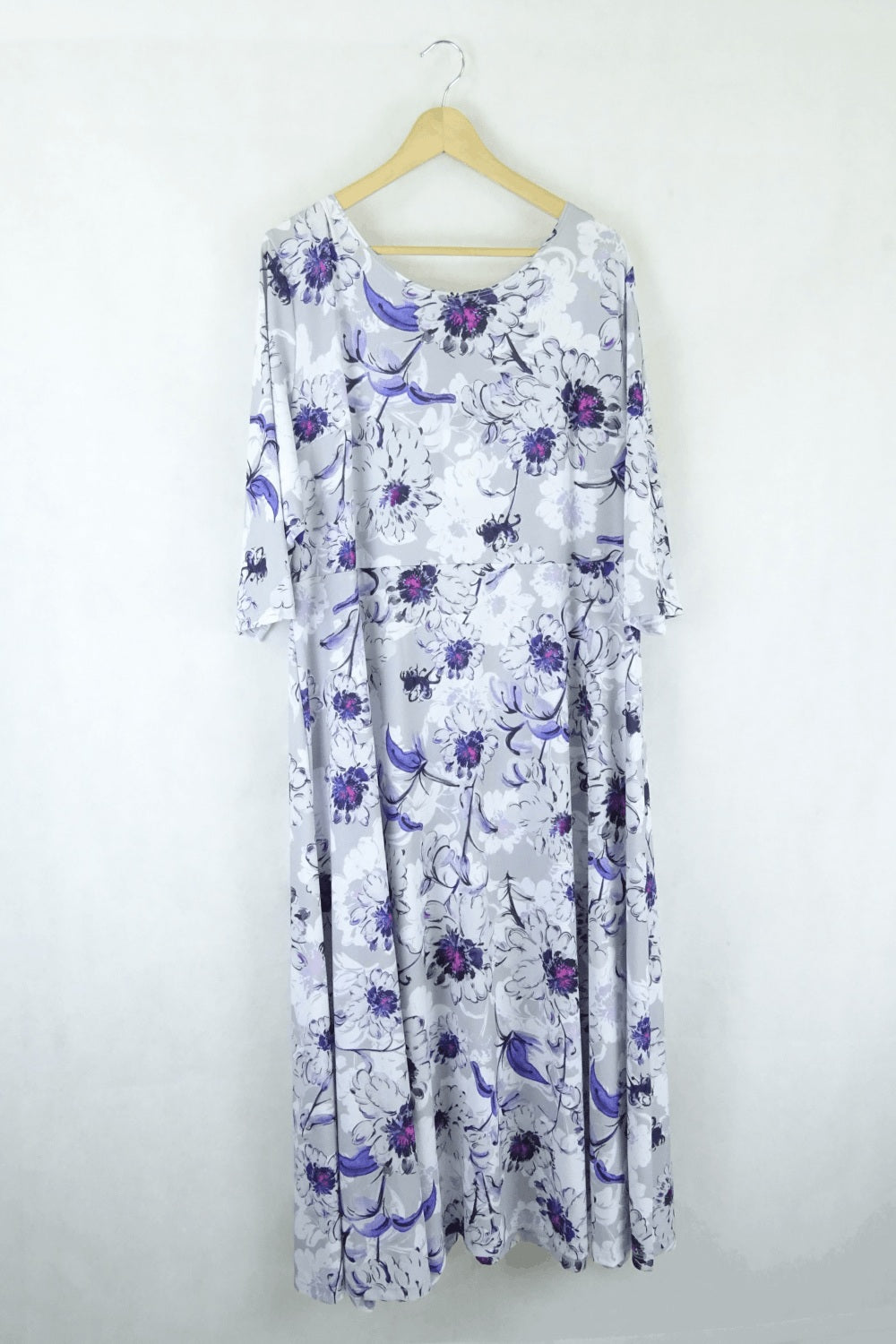 Lbisse Grey and Purple Floral Top XXXL