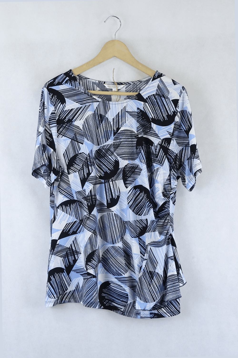 Noni B Blue, White And Black Printed Top Xl