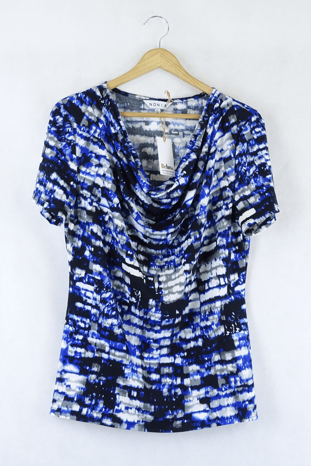 Noni B Blue, White And Black Printed Top L