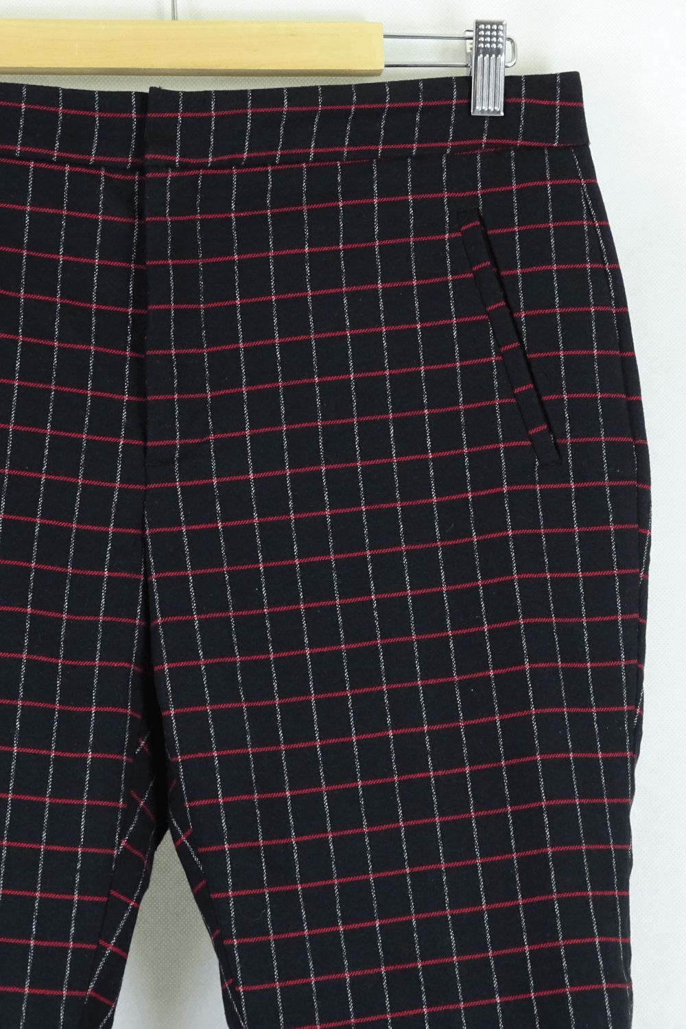 Zara Black And Red Check Pants L