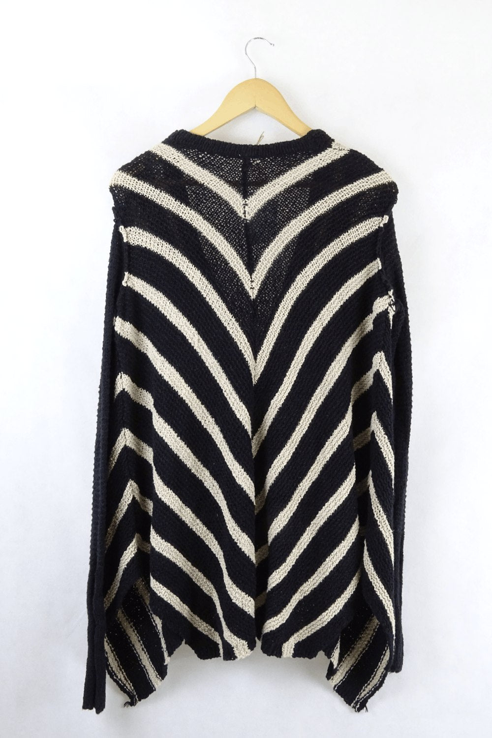 Free People Black/Cream Striped Cardigan Xs