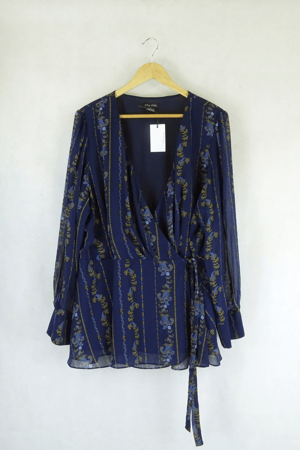 City Chic Blue Pattern Top XL