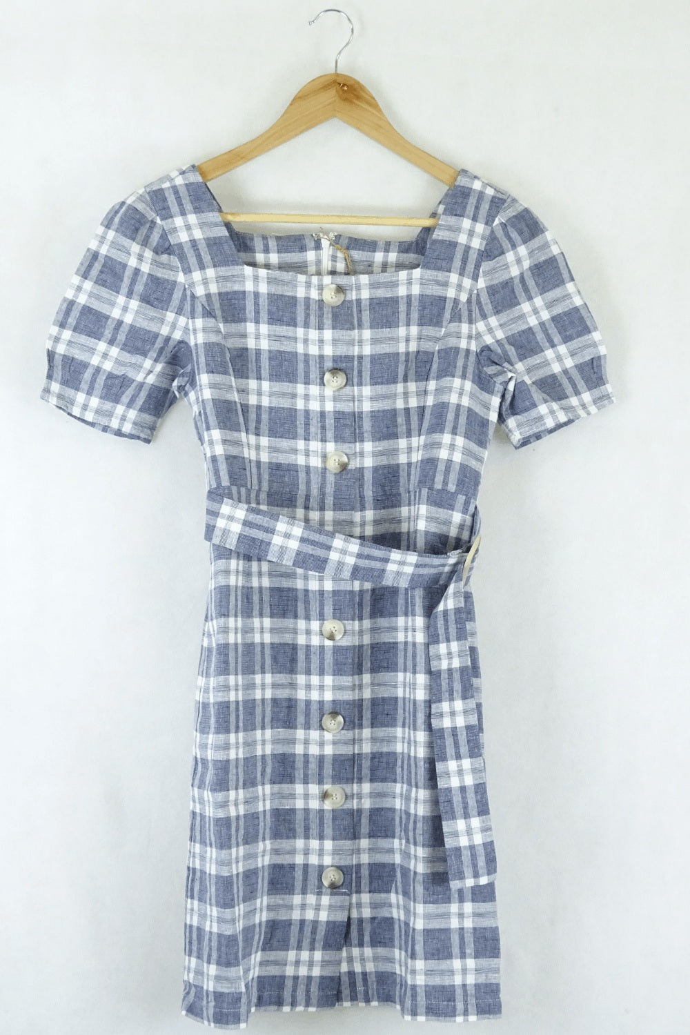 One More Vintage Style Navy Checked Dress - M