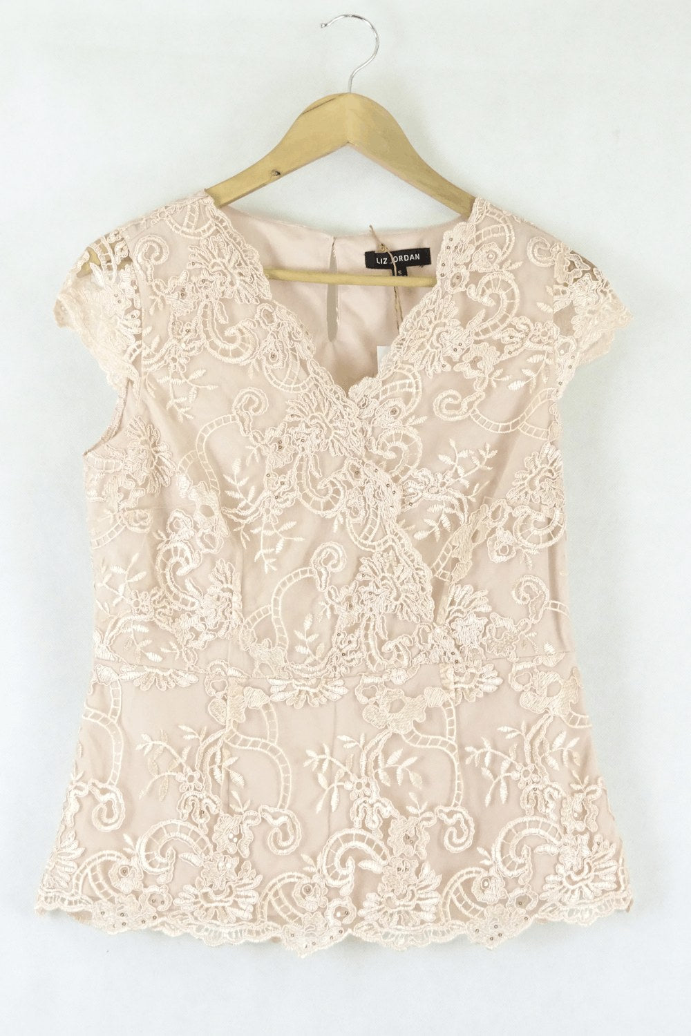 Liz Jordan Cream Lace Top S