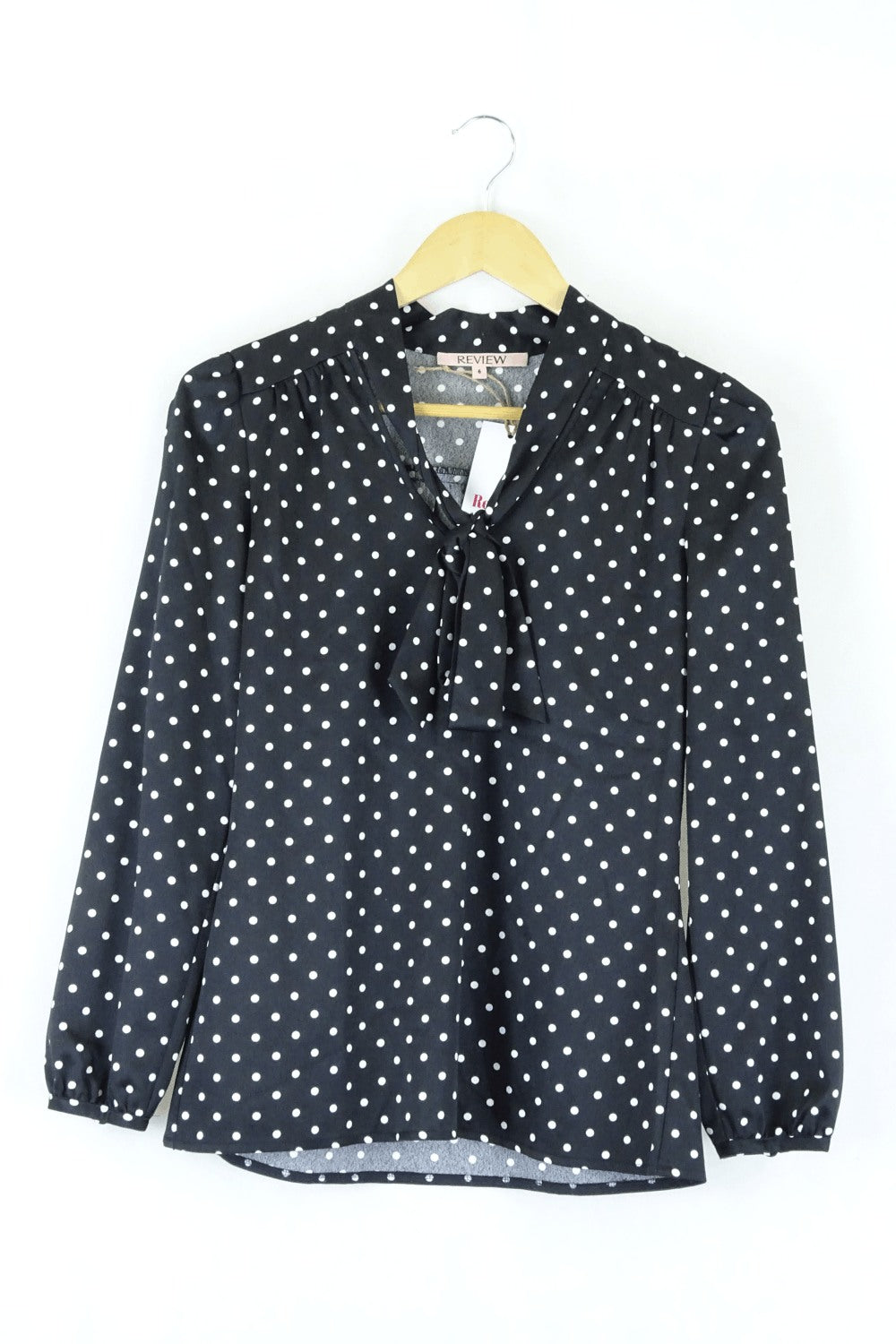 Review Black Polka Dot Blouse with Necktie 6