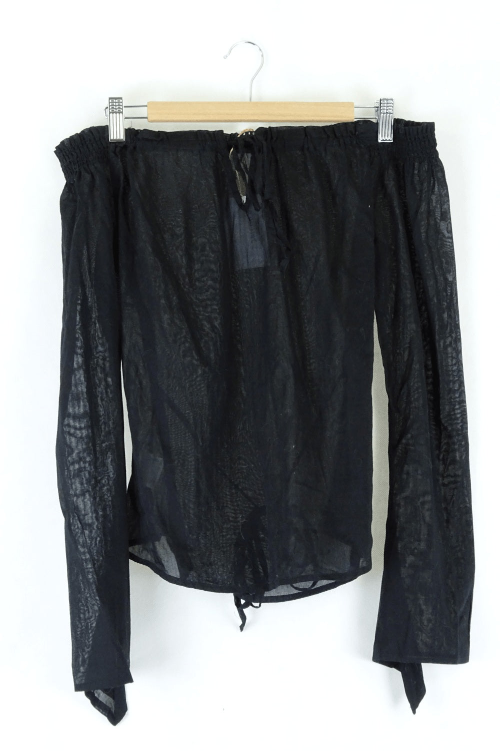 Sisley Sheer Black Off-Shoulder Blouse S