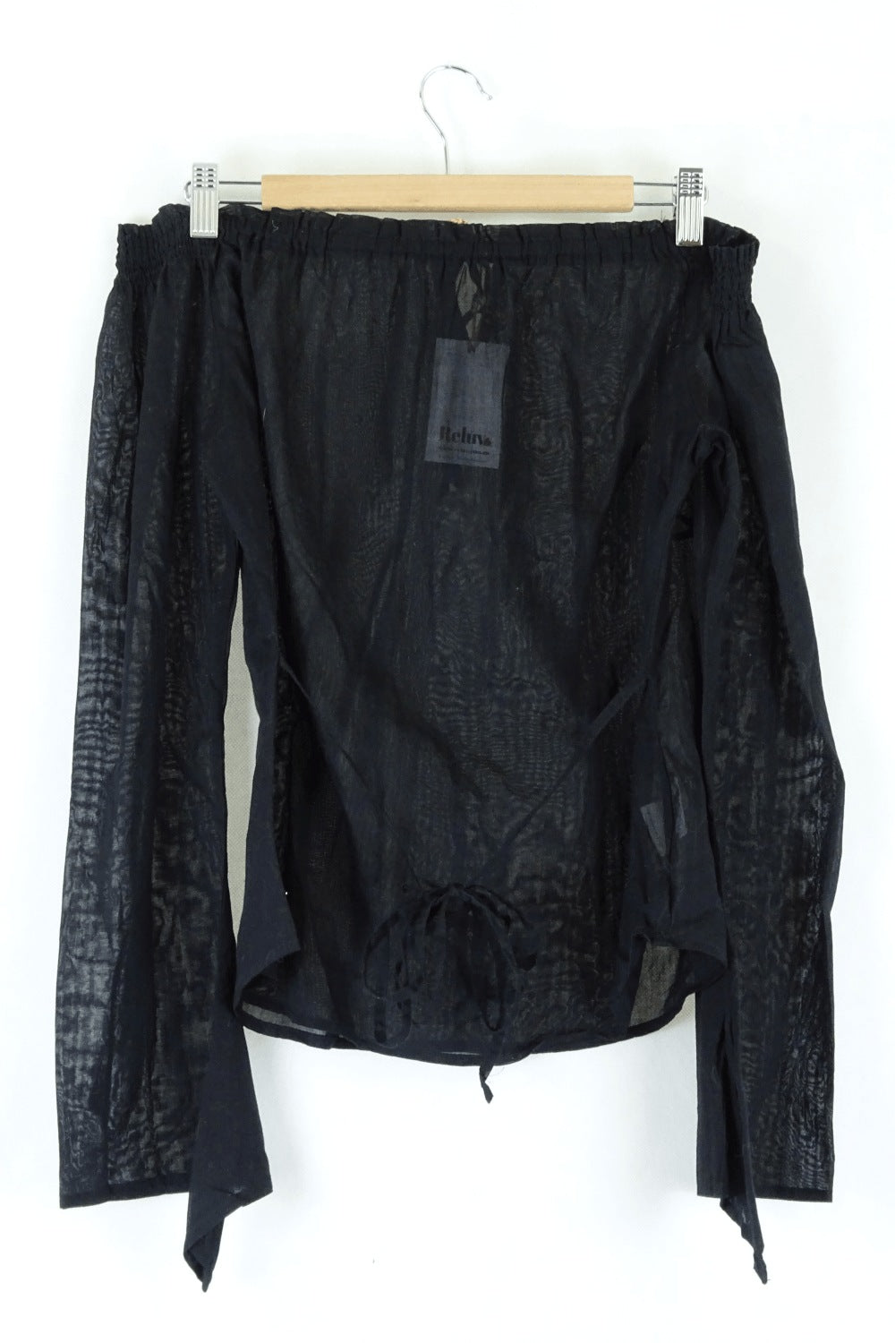 Sisley Sheer Black Off-Shoulder Blouse S