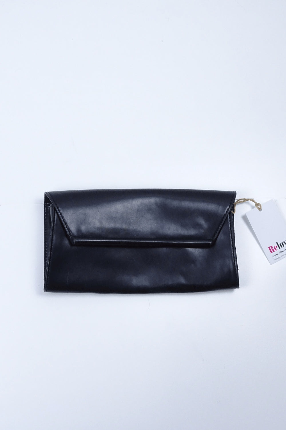 Black Faux Leather Clutch with Strap