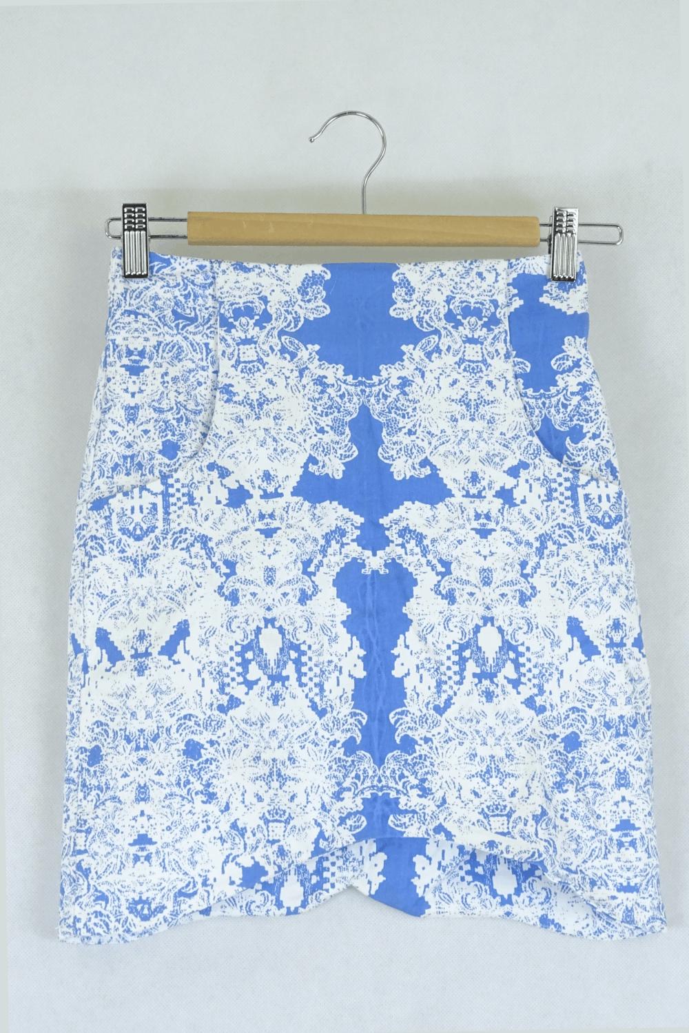 Slide Show Blue and White Mini Skirt 6