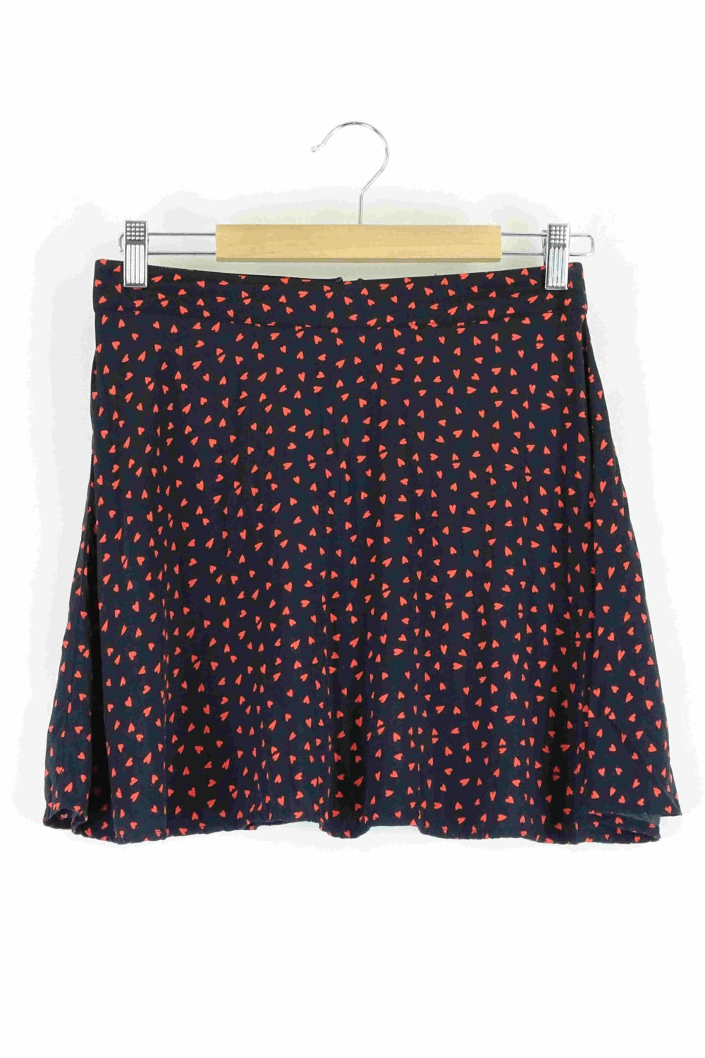 Glassons Black and Red Heart Print Skirt 8