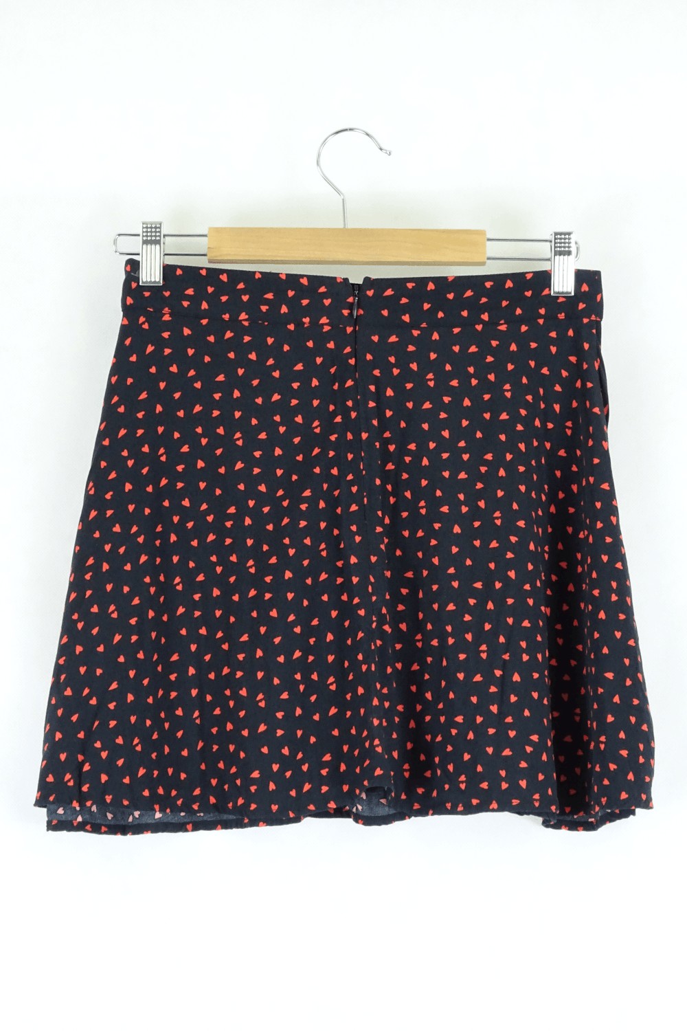 Glassons Black and Red Heart Print Skirt 8