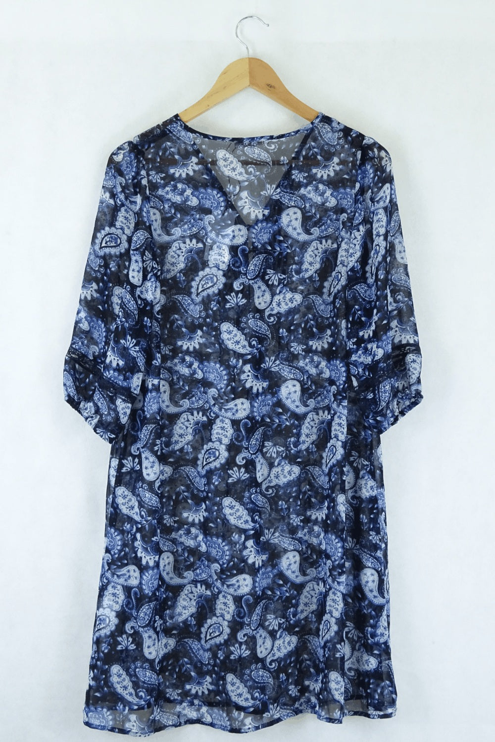 Regatta Floral Blue Dress Sheer 8