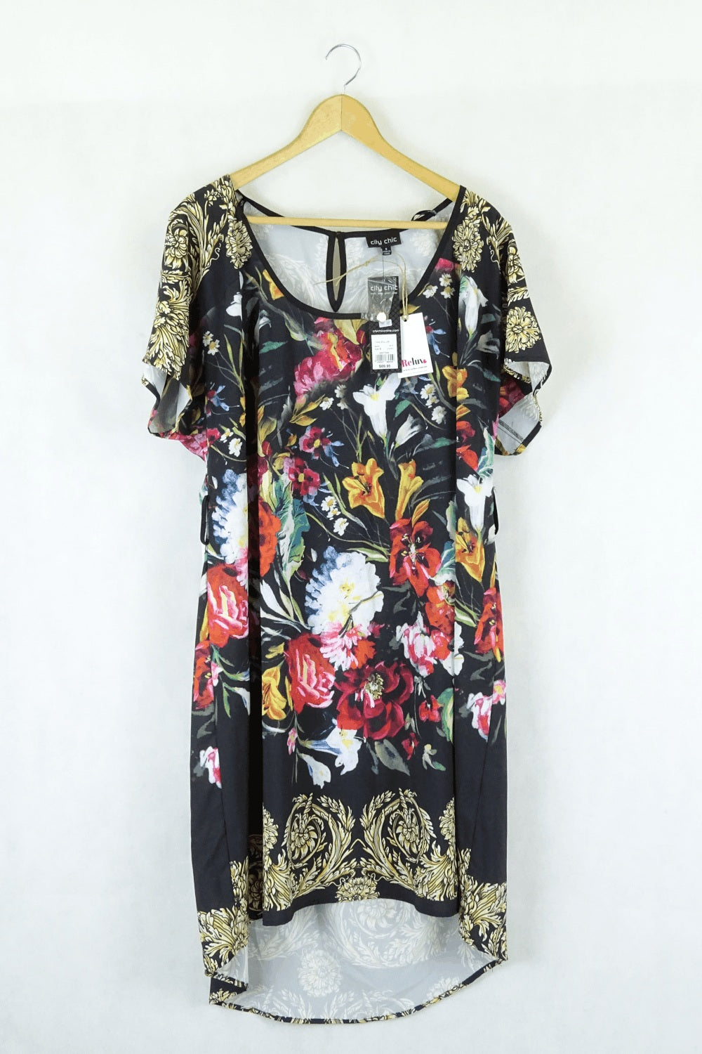 City Chic Multi-Coloured Floral Printed Tunic Dress S