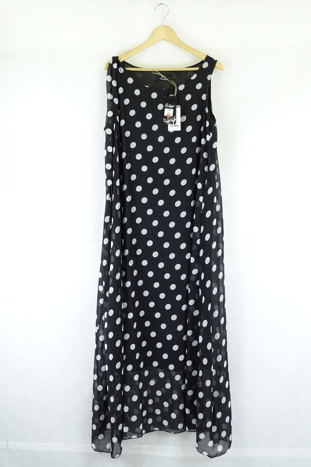 Ruiyize Black and White Polka Dot Dress L