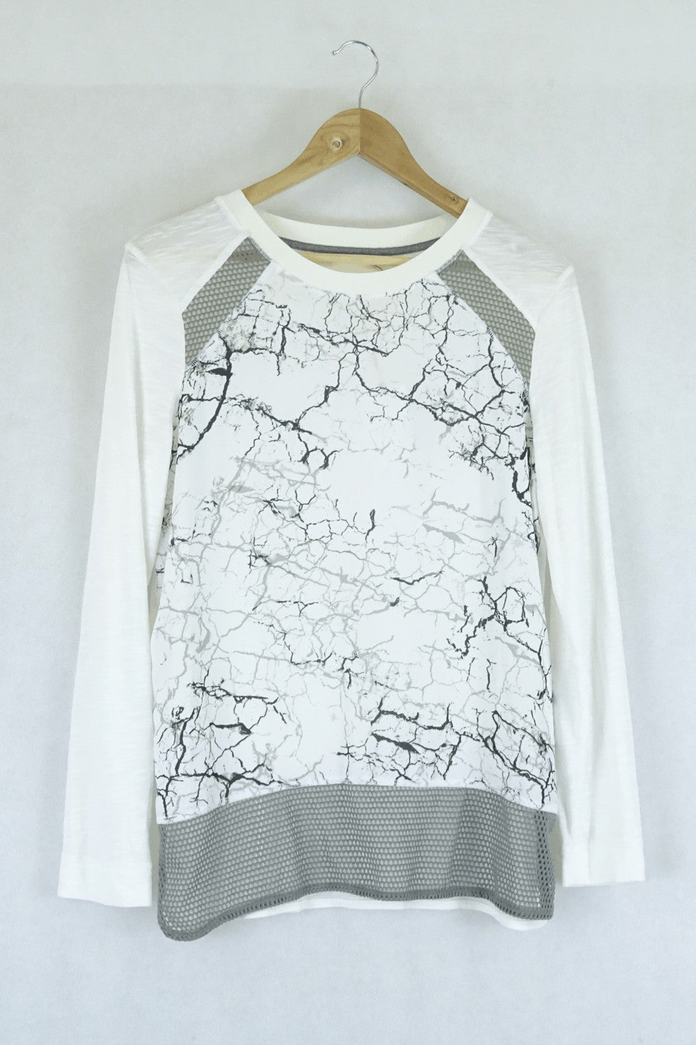 Next Long Sleeve White Top With Marble Print And Mesh 12