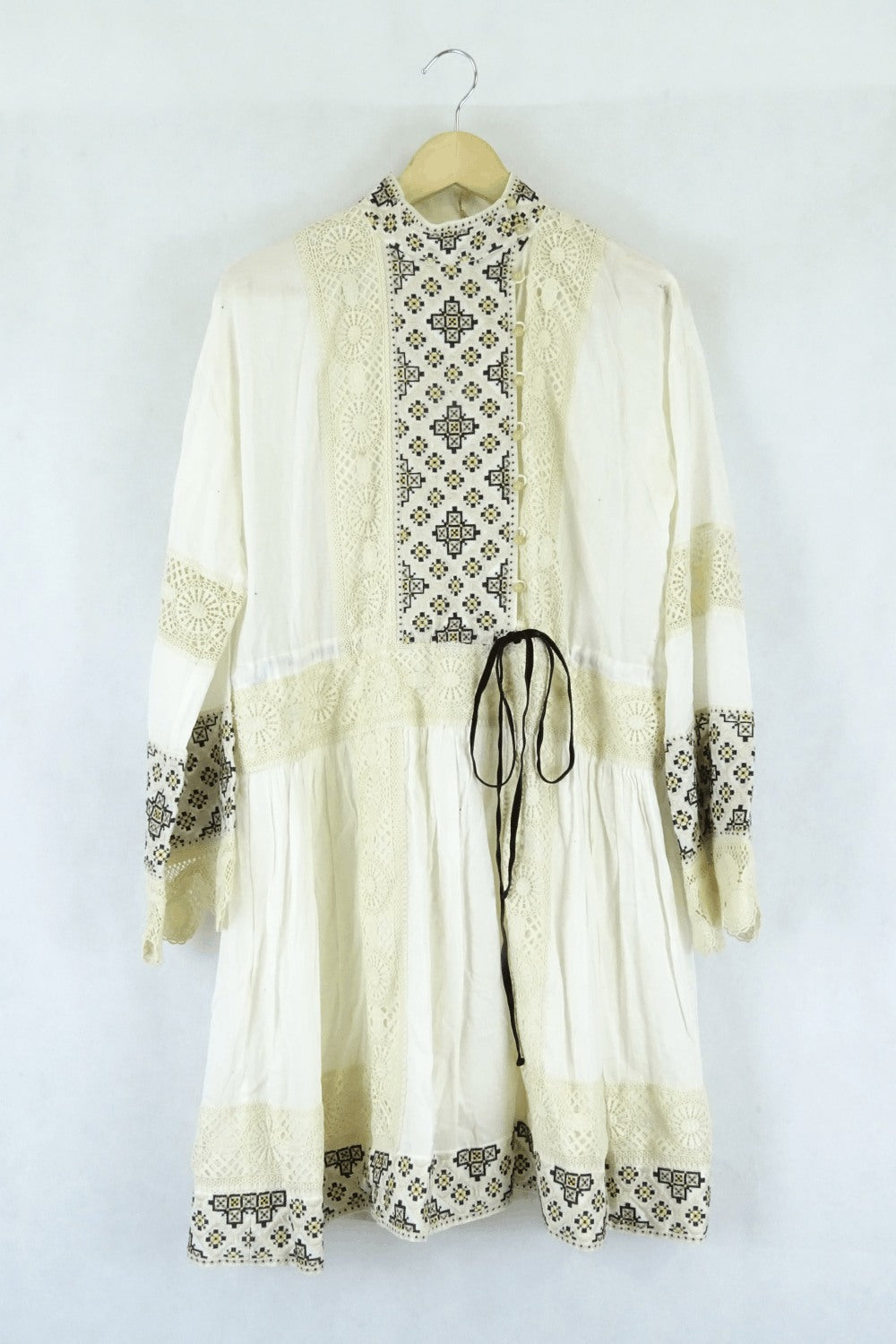 Tory Burch Embroidered Printed Dress Cream 6 (Au 10)