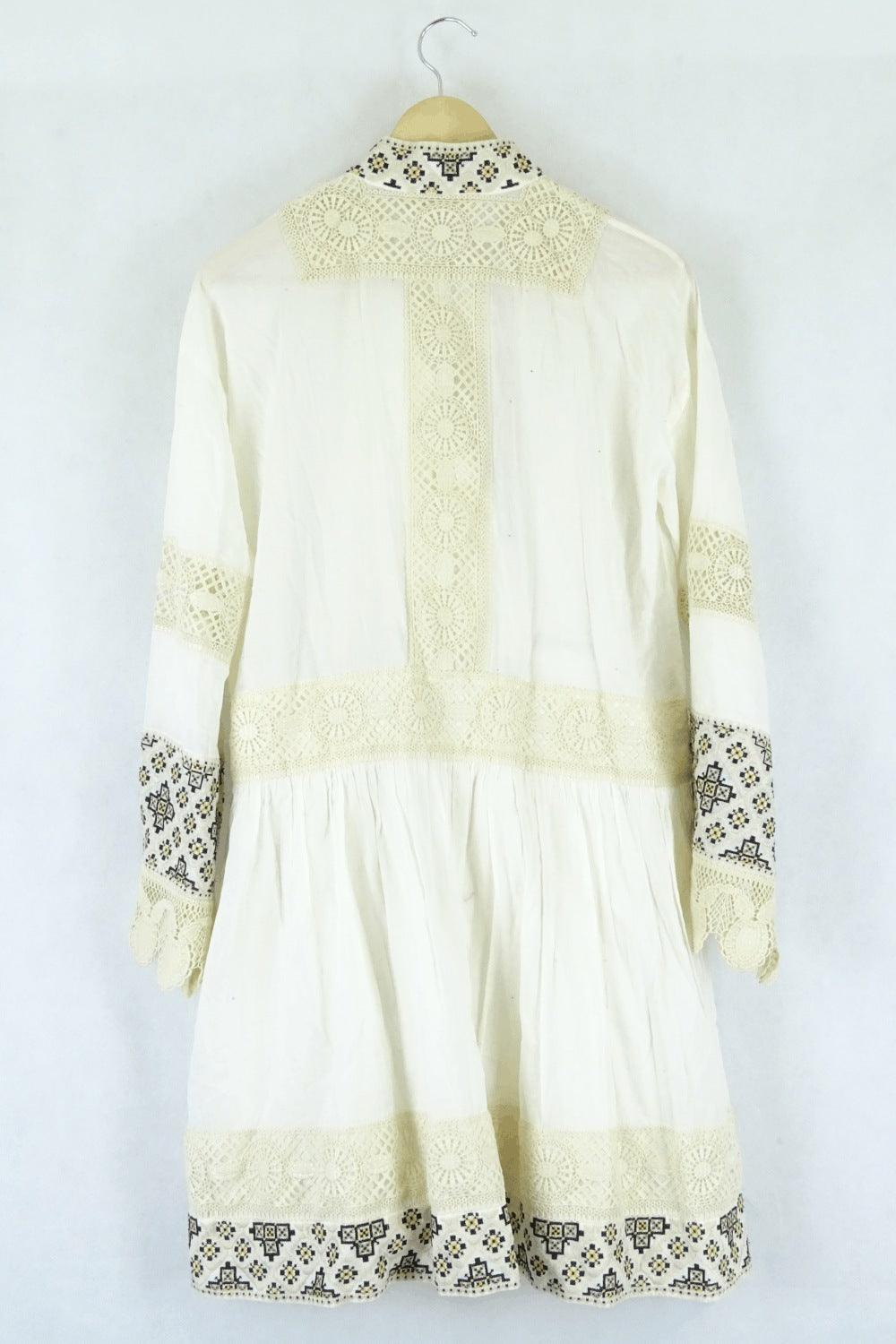 Tory Burch Embroidered Printed Dress Cream 6 (Au 10)