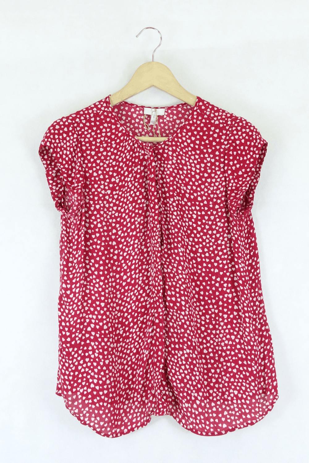 Joie Red And White Printed Blouse S