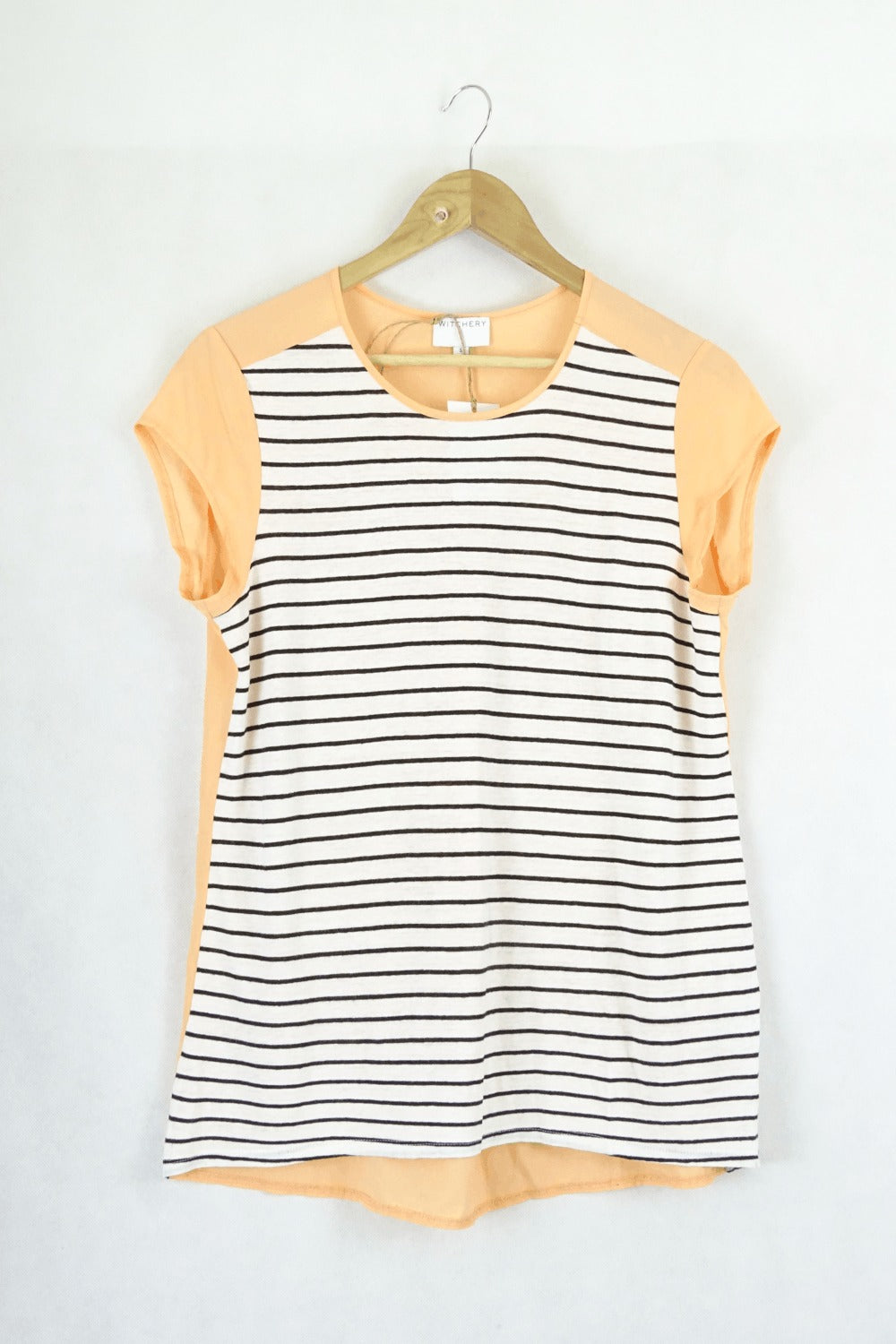 Witchery Black And White Striped T-Shirt S