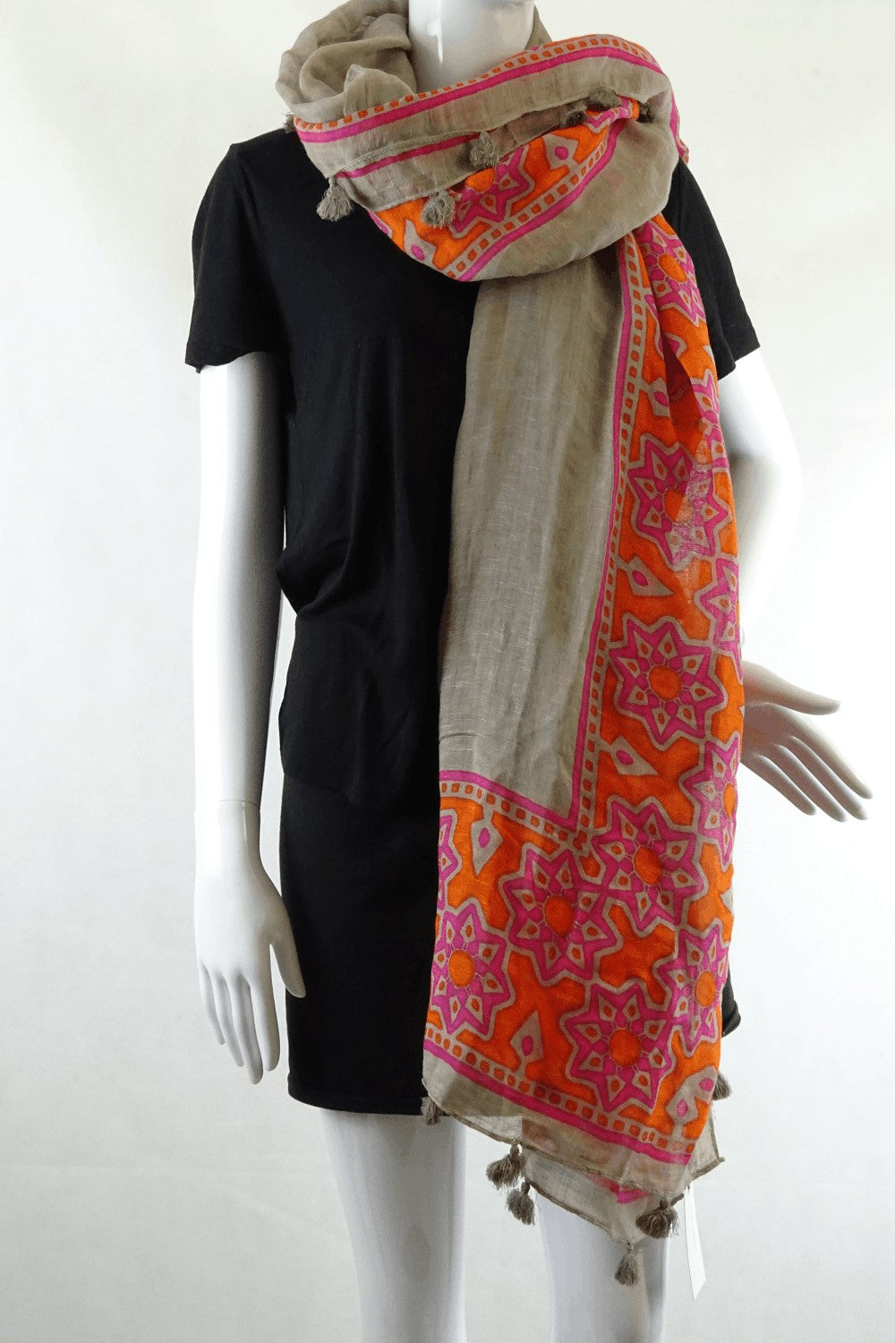 Sussan Grey And Orange Scarf