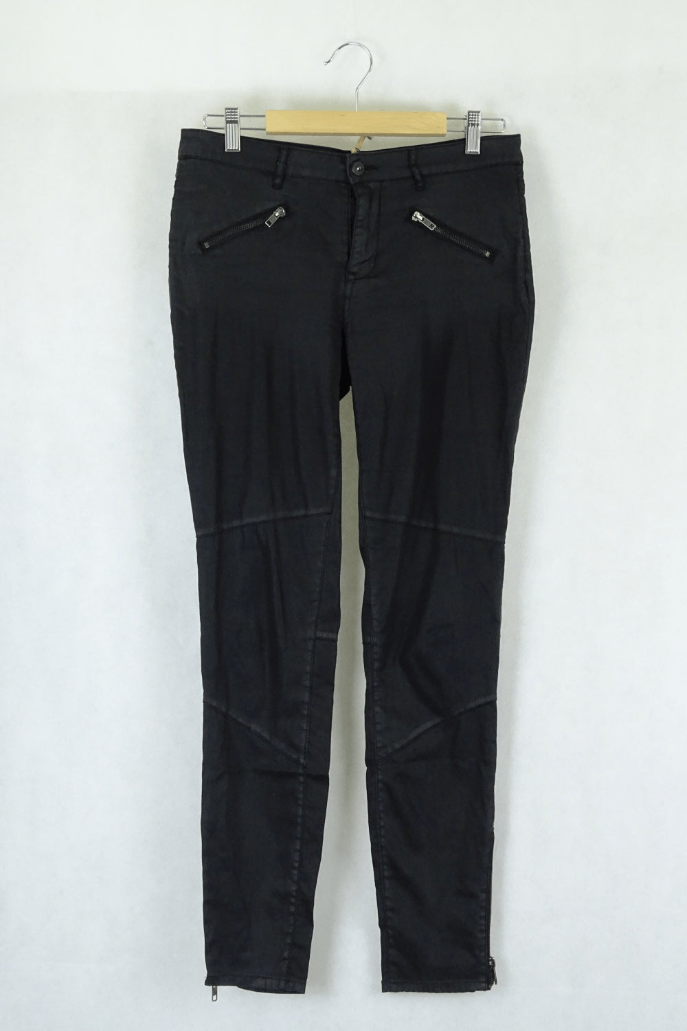 Country Road Black Wet Leather Jeans 10
