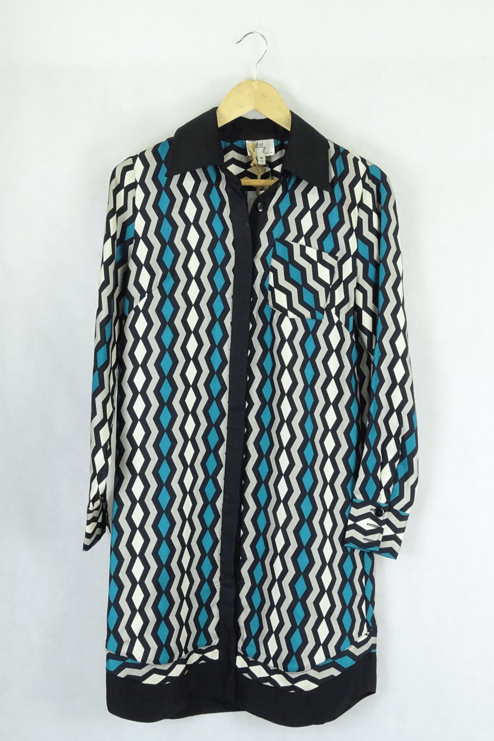 Milly Blue And Black Geometric Print Dress 4 (Au 8)