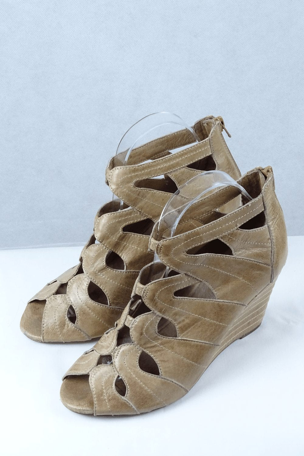 Miz Mooz Brown Leather Wedge Sandals 8
