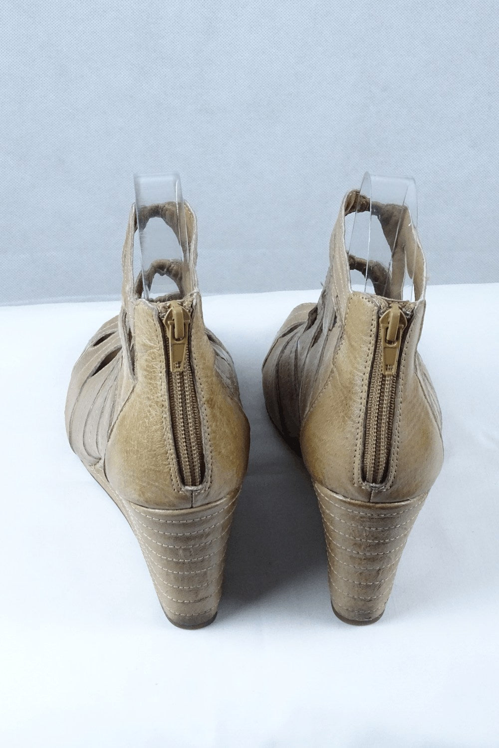 Miz Mooz Brown Leather Wedge Sandals 8