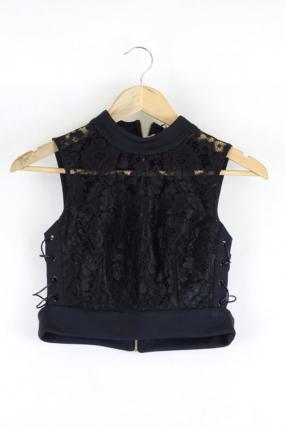 River Island Black Lace Crop Top 8