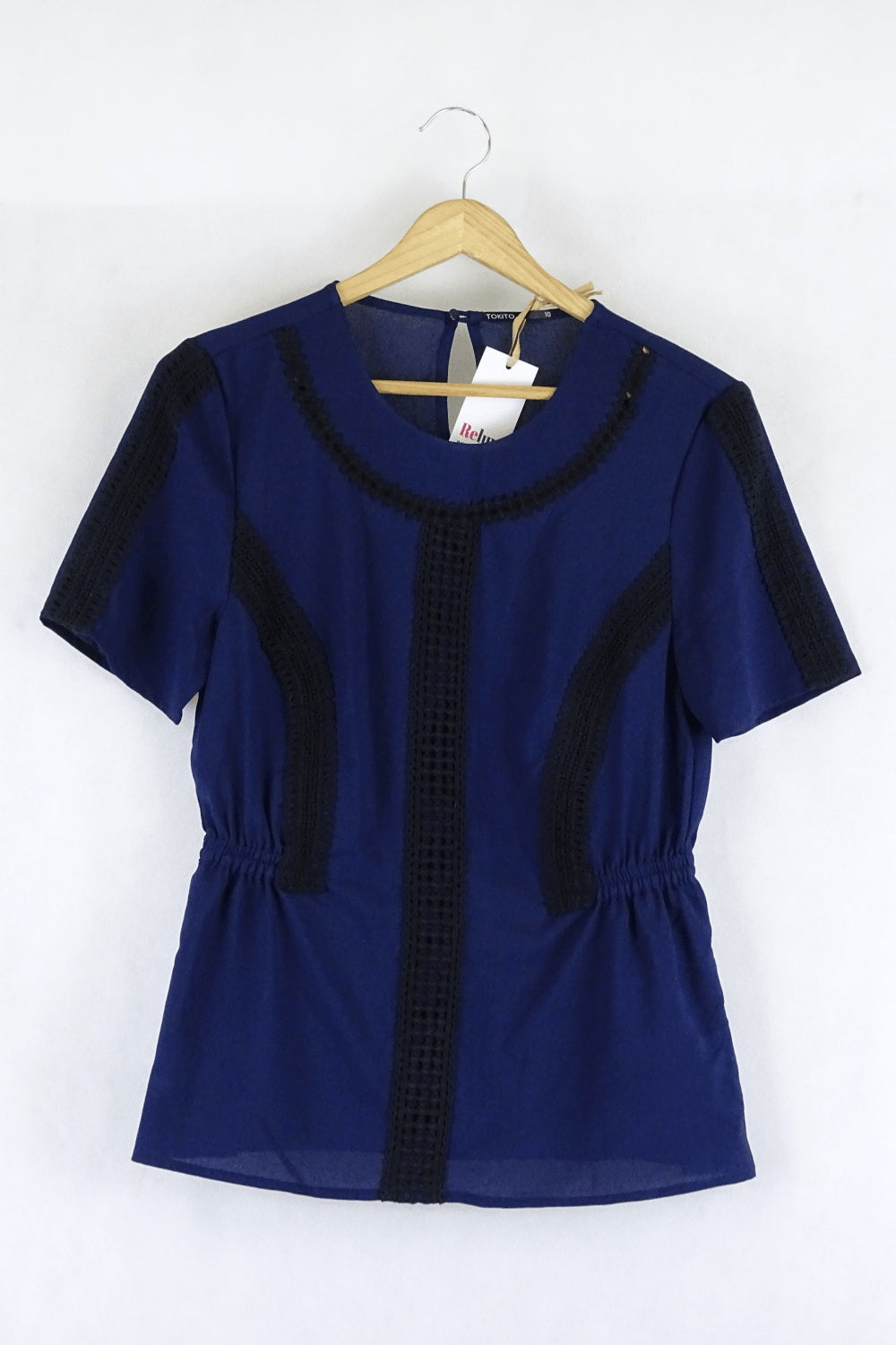 Tokito Navy Lace Peplum Blouse 10