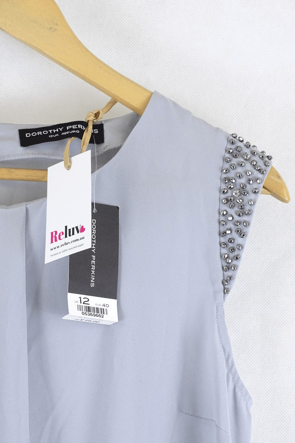 Dorothy Perkins Grey Beaded Blouse 12