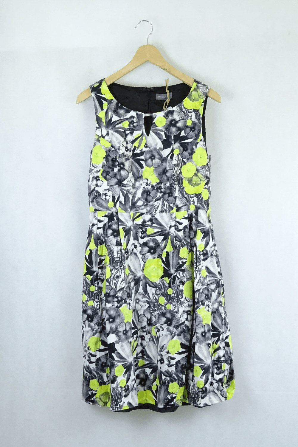 Jacqui E Yellow Floral And Grey Dress 12