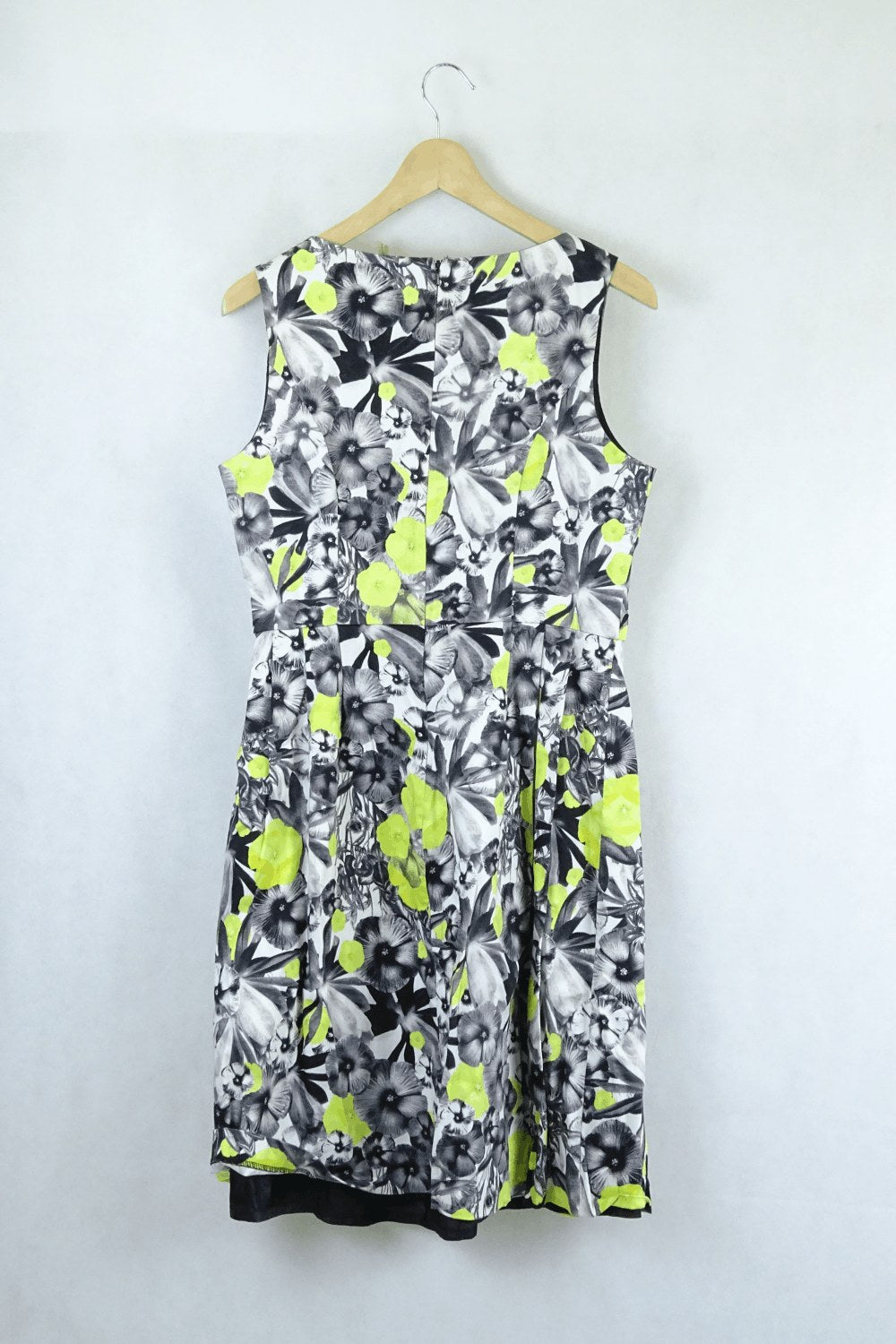 Jacqui E Yellow Floral And Grey Dress 12