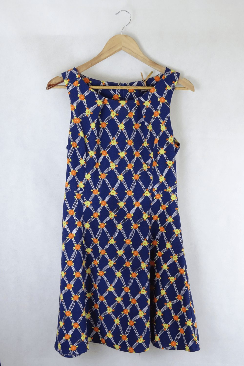 Stellino Blue And Orange Patterned Dress 10 - Reluv Clothing Australia