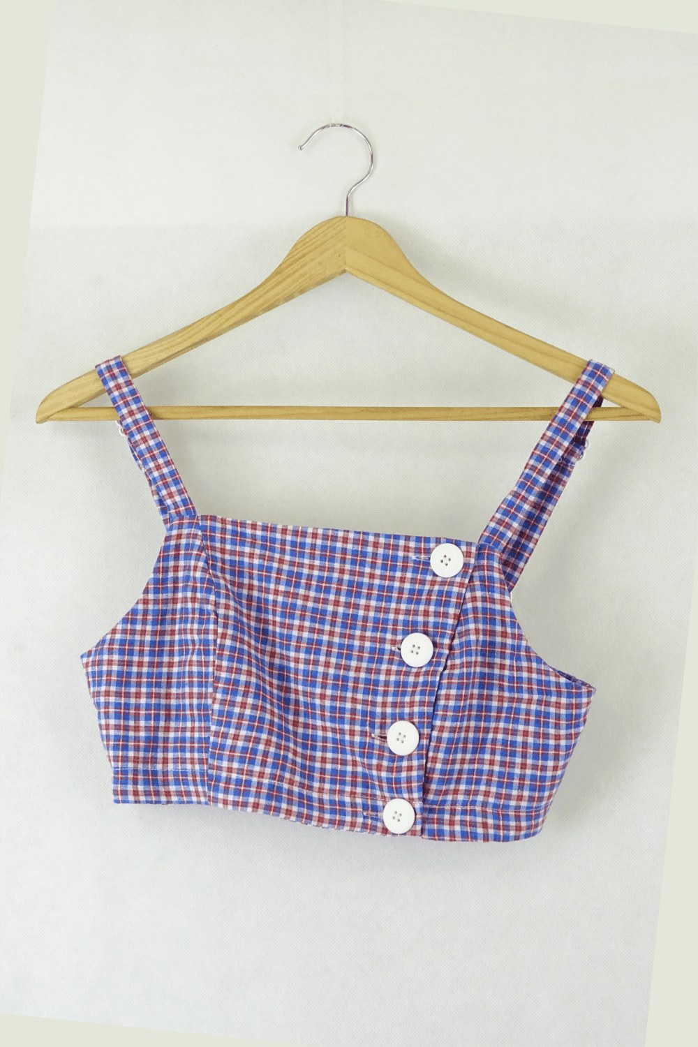 Urban Outfitters CheckeRed Brown and Blue Crop Top S