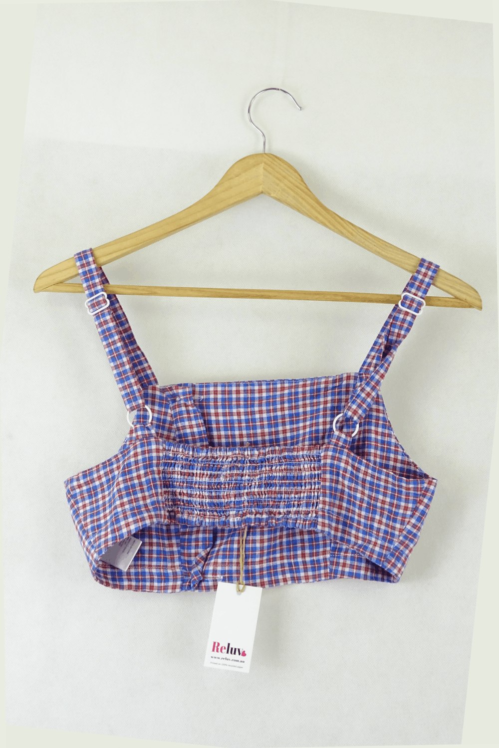 Urban Outfitters CheckeRed Brown and Blue Crop Top S