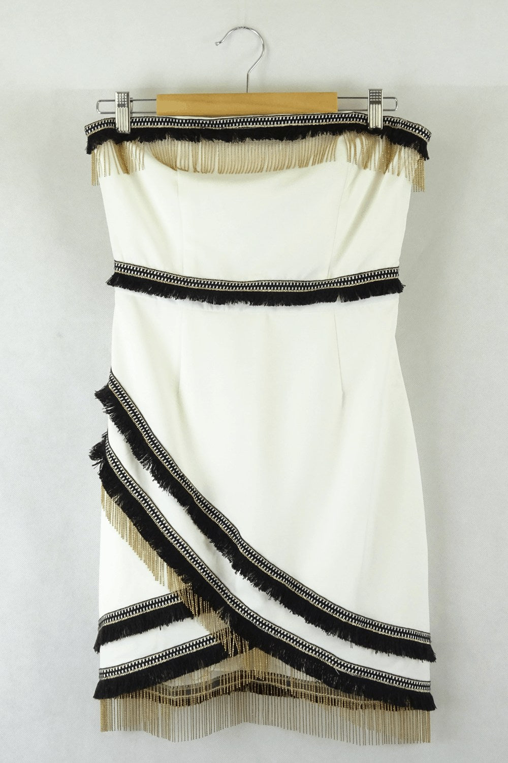 Runway Black and White With Gold Tassel Dress 8