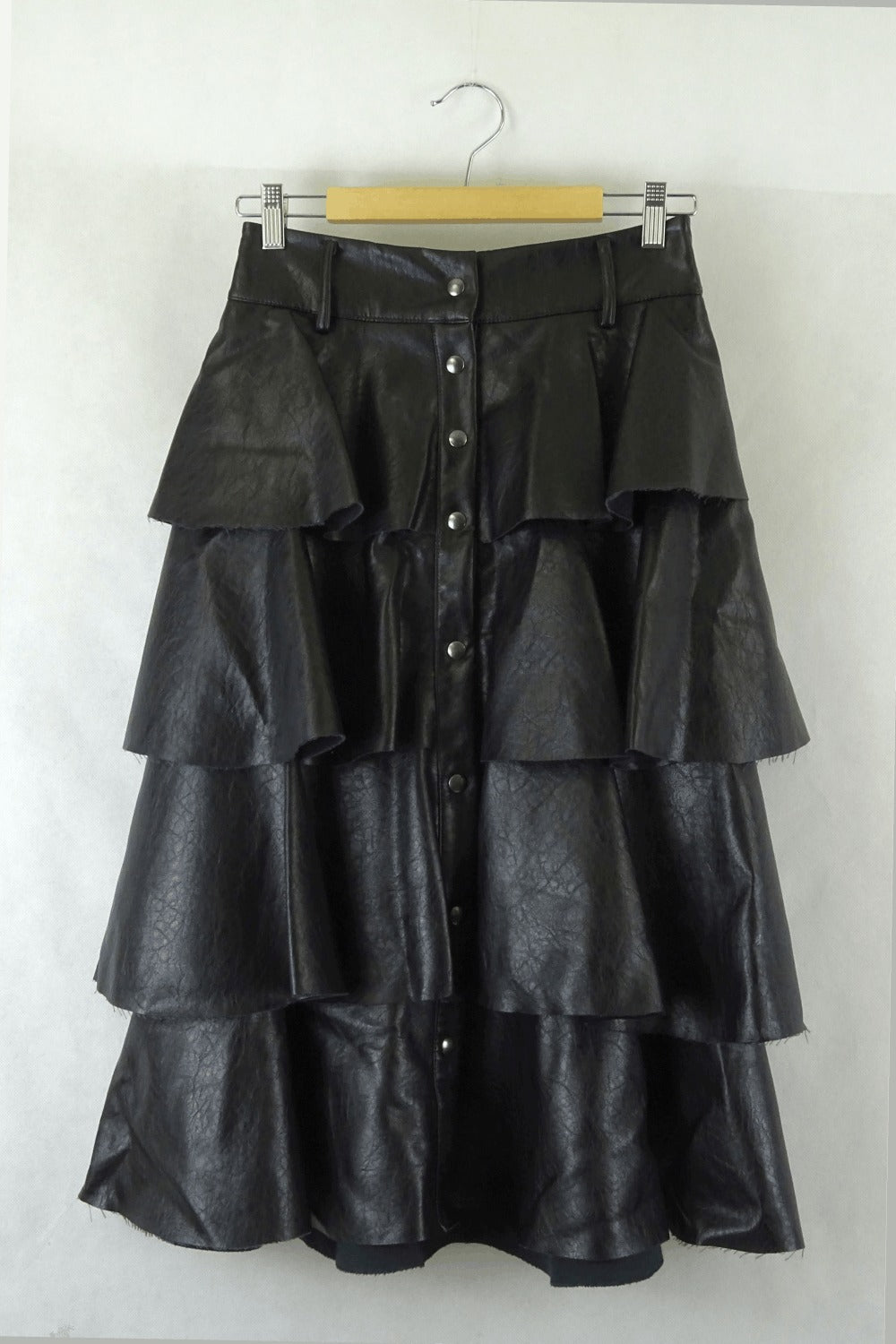Lumina Black Long Faux Leather Skirt S