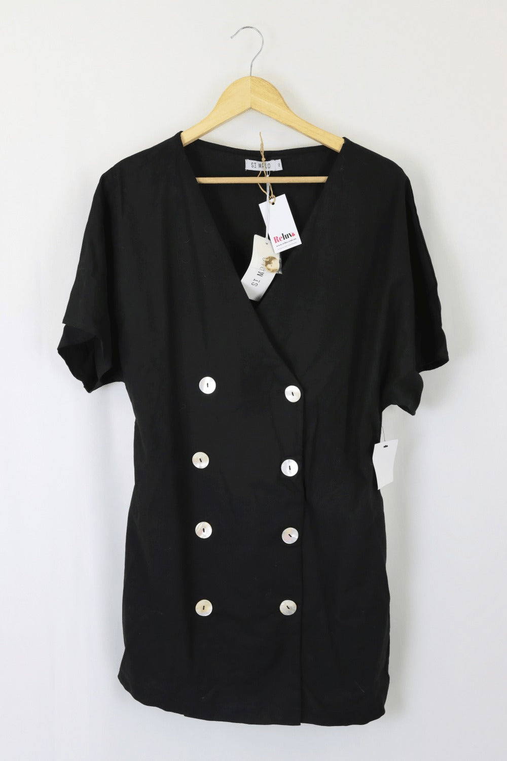 St Marlo Black Button Dress 12