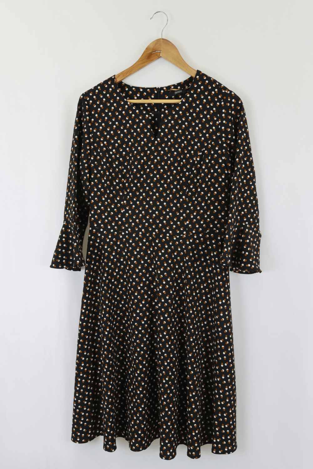 Jendi Polka Dot Brown, White and Black Dress 10