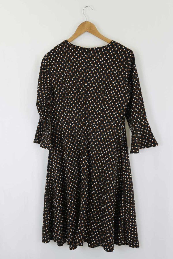 Jendi Polka Dot Brown, White and Black Dress 10 - Reluv Clothing Australia