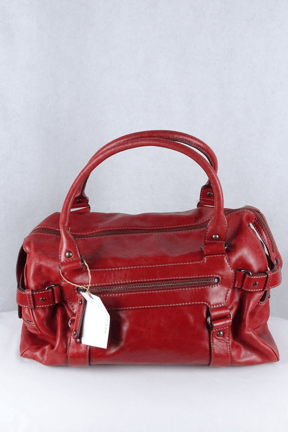 Kinta Red Leather Tote Bag