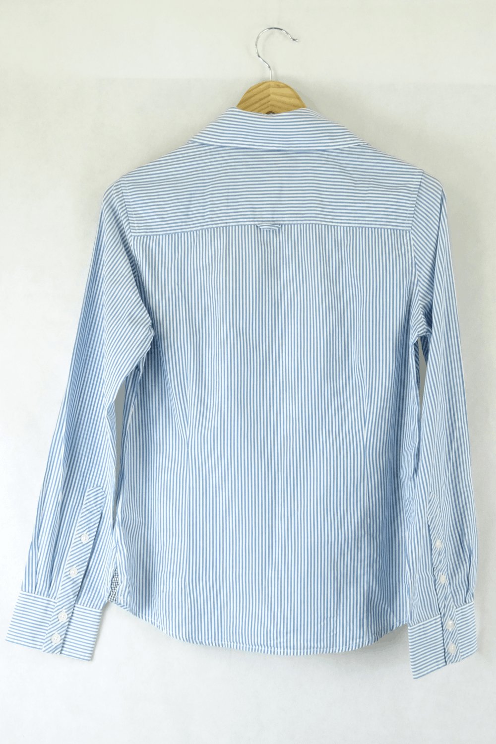 Ben Sherman Blue and White Stripe Long Sleeve Collar Shirt 8
