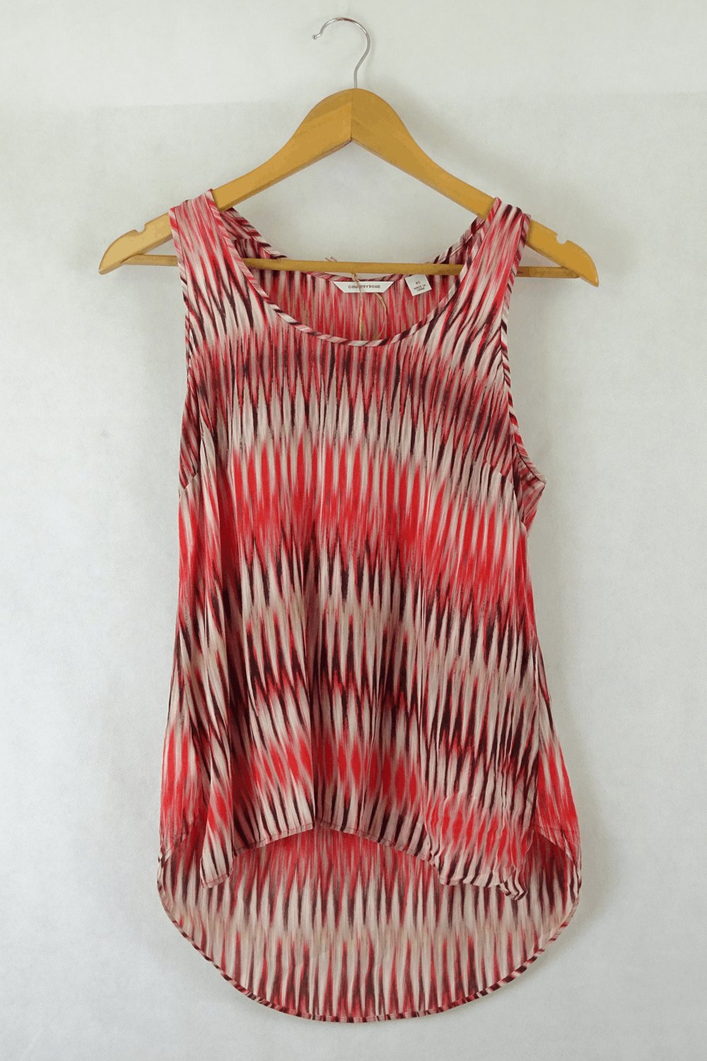 Country Road Patterned Red Top XS
