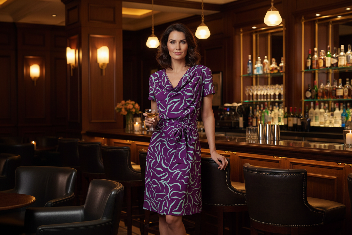 Diane Von Furstenberg Purple Dress 8 100% silk - Like New